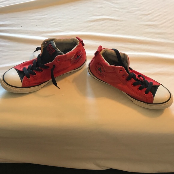Red and black high top converse - Picture 2 of 4